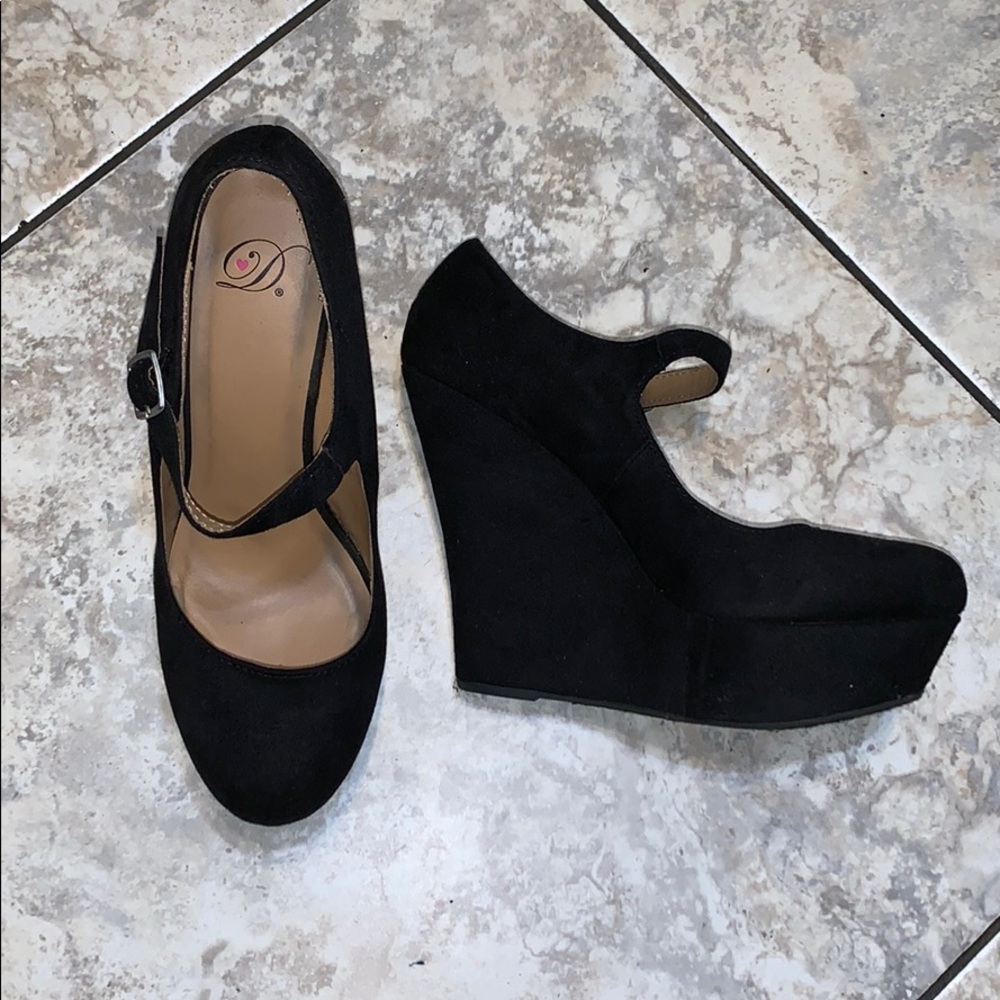 Black Suede wedges